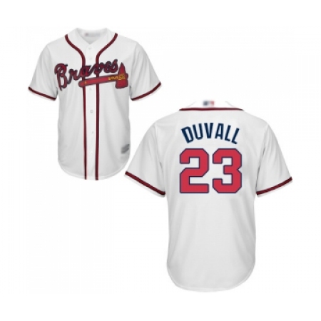 Youth Atlanta Braves #23 Adam Duvall Replica White Home Cool Base Baseball Jersey