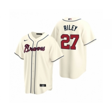 Men's Atlanta Braves #27 Austin Riley Nike Cream 2020 Replica Alternate Jersey