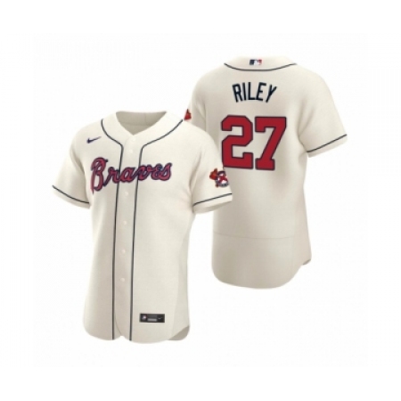 Men's Atlanta Braves #27 Austin Riley Nike Cream Authentic 2020 Alternate Jersey