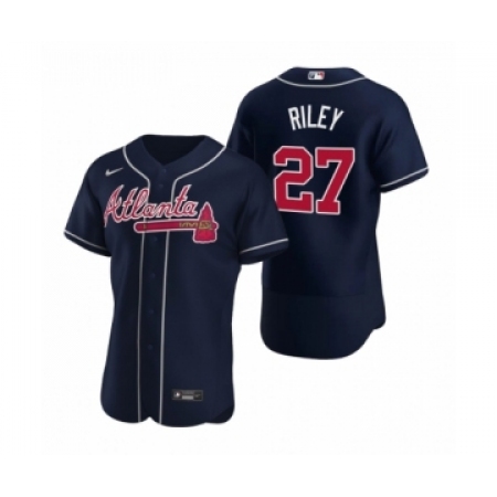 Men's Atlanta Braves #27 Austin Riley Nike Navy Authentic 2020 Alternate Jerseys