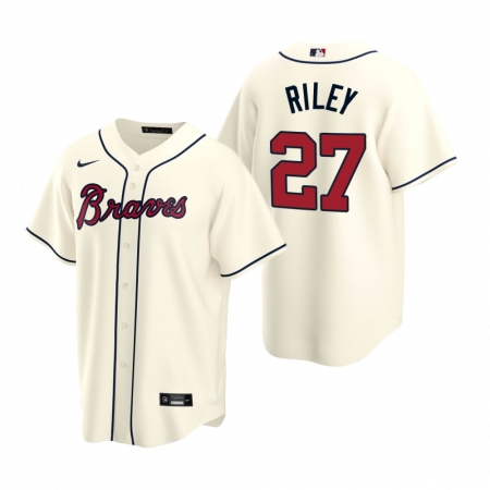 Men's Nike Atlanta Braves #27 Austin Riley Cream Alternate Stitched Baseball Jersey