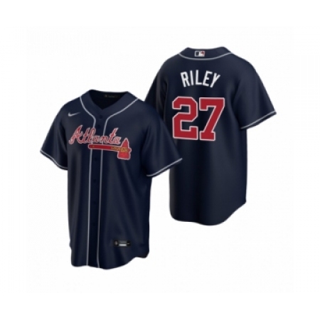 Youth Atlanta Braves #27 Austin Riley Nike Navy 2020 Replica Alternate Jersey