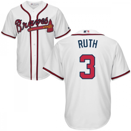 Youth Majestic Atlanta Braves #3 Babe Ruth Authentic White Home Cool Base MLB Jersey