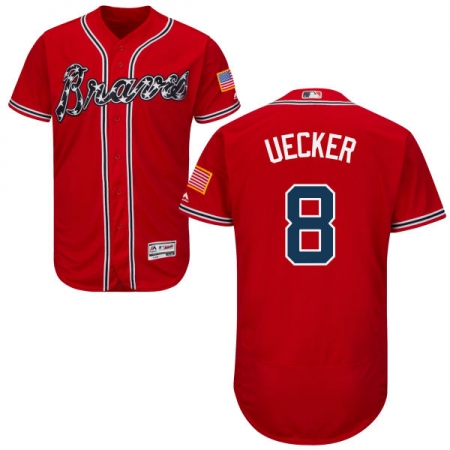 Men's Majestic Atlanta Braves #8 Bob Uecker Red Alternate Flex Base Authentic Collection MLB Jersey