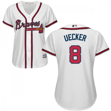 Women's Majestic Atlanta Braves #8 Bob Uecker Authentic White Home Cool Base MLB Jersey