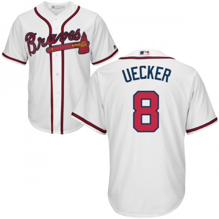 Youth Majestic Atlanta Braves #8 Bob Uecker Replica White Home Cool Base MLB Jersey