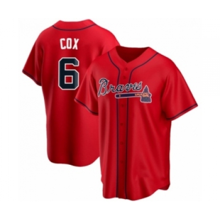 Men's Bobby Cox #6 Atlanta Braves Red Replica Alternate Jersey