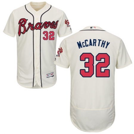 Men's Majestic Atlanta Braves #32 Brandon McCarthy Cream Alternate Flex Base Authentic Collection MLB Jersey