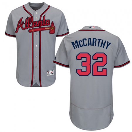 Men's Majestic Atlanta Braves #32 Brandon McCarthy Grey Road Flex Base Authentic Collection MLB Jersey