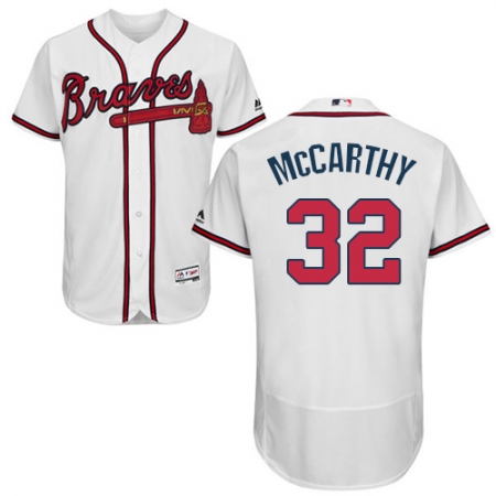 Men's Majestic Atlanta Braves #32 Brandon McCarthy White Home Flex Base Authentic Collection MLB Jersey