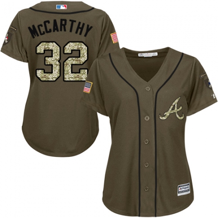 Women's Majestic Atlanta Braves #32 Brandon McCarthy Authentic Green Salute to Service MLB Jersey