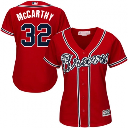 Women's Majestic Atlanta Braves #32 Brandon McCarthy Authentic Red Alternate Cool Base MLB Jersey