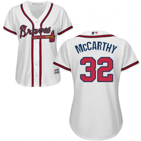 Women's Majestic Atlanta Braves #32 Brandon McCarthy Authentic White Home Cool Base MLB Jersey