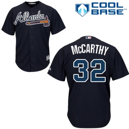 Youth Majestic Atlanta Braves #32 Brandon McCarthy Authentic Blue Alternate Road Cool Base MLB Jersey