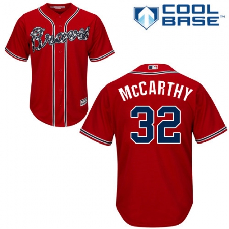 Youth Majestic Atlanta Braves #32 Brandon McCarthy Authentic Red Alternate Cool Base MLB Jersey