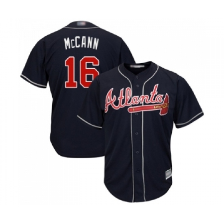 Youth Atlanta Braves #16 Brian McCann Replica Blue Alternate Road Cool Base Baseball Jersey