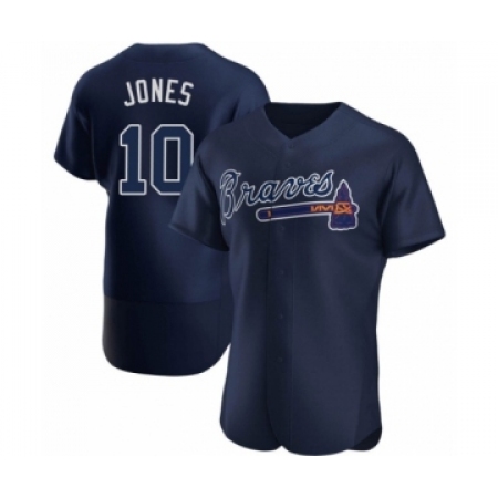 Men's Chipper Jones #10 Atlanta Braves Navy Authentic Alternate Team Name Jersey