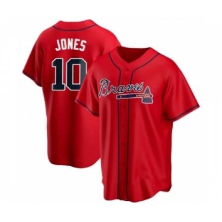Women Chipper Jones #10 Atlanta Braves Red Replica Alternate Jersey