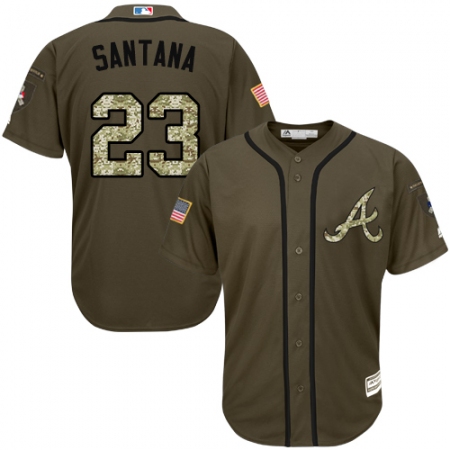 Men's Majestic Atlanta Braves #23 Danny Santana Authentic Green Salute to Service MLB Jersey