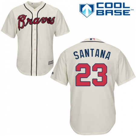 Men's Majestic Atlanta Braves #23 Danny Santana Replica Cream Alternate 2 Cool Base MLB Jersey