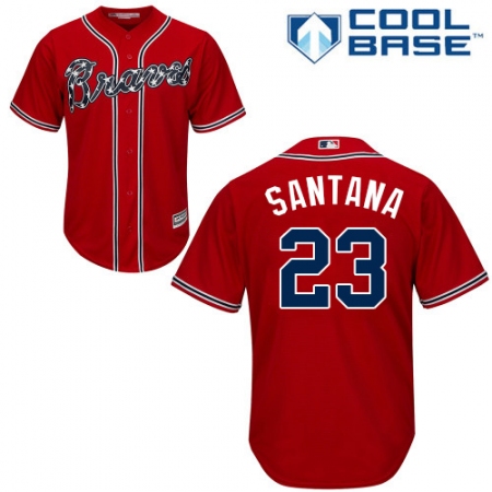 Youth Majestic Atlanta Braves #23 Danny Santana Replica Red Alternate Cool Base MLB Jersey