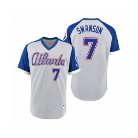 Women Braves #7 Dansby Swanson Gray Royal 1979 Turn Back the Clock Authentic Jersey