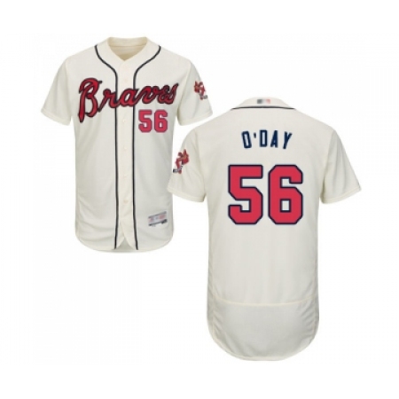 Men's Atlanta Braves #56 Darren O Day Cream Alternate Flex Base Authentic Collection Baseball Jersey