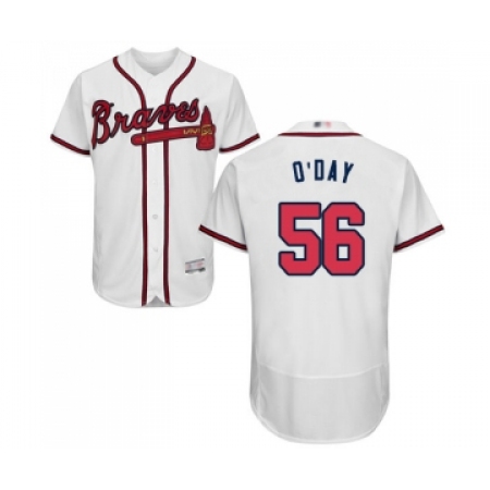Men's Atlanta Braves #56 Darren O Day White Home Flex Base Authentic Collection Baseball Jersey