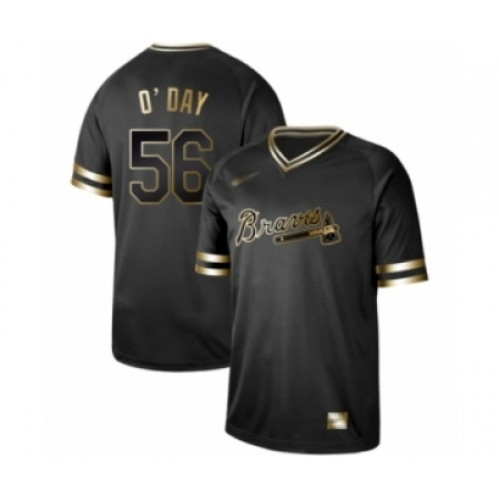 Men's Atlanta Braves #56 Darren O'Day Authentic Black Gold Fashion Baseball Jersey