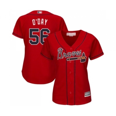 Women's Atlanta Braves #56 Darren O Day Replica Red Alternate Cool Base Baseball Jersey
