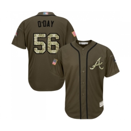 Youth Atlanta Braves #56 Darren O Day Authentic Green Salute to Service Baseball Jersey