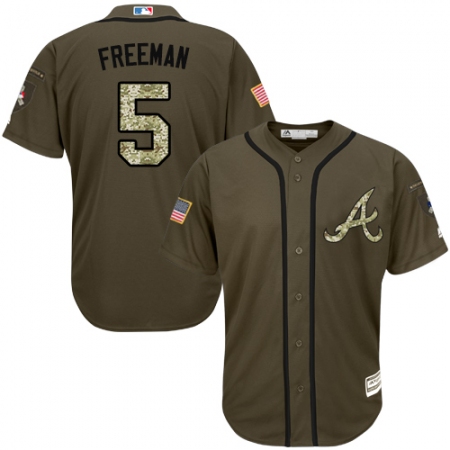 Men's Majestic Atlanta Braves #5 Freddie Freeman Authentic Green Salute to Service MLB Jersey