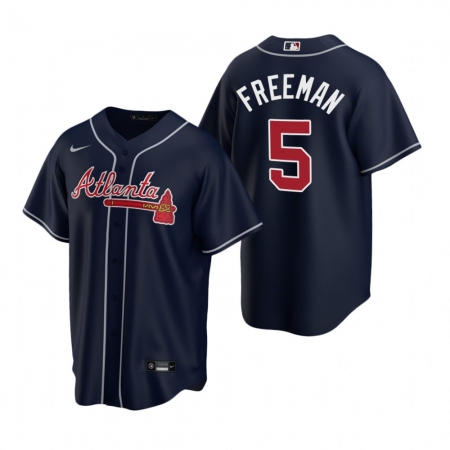 Men's Nike Atlanta Braves #5 Freddie Freeman Navy Alternate Stitched Baseball Jersey