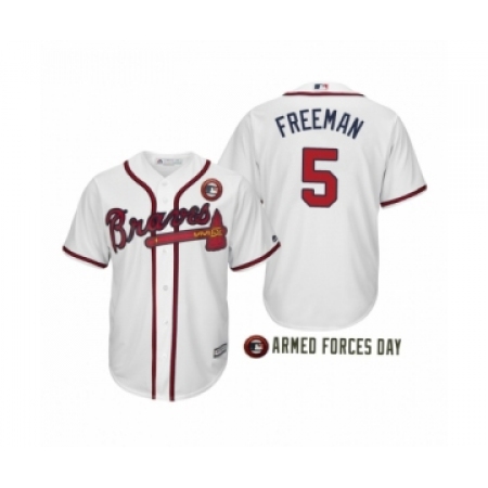 Women 2019 Armed Forces Day Freddie Freeman #5 Atlanta Braves White Jersey