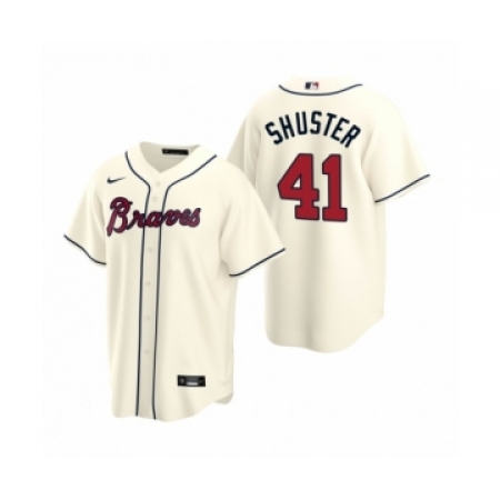 Women Atlanta Braves #41 Jared Shuster Cream 2020 MLB Draft Replica Alternate Jersey