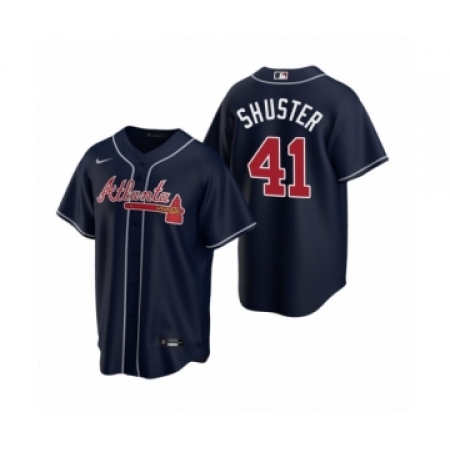 Women Atlanta Braves #41 Jared Shuster Navy 2020 MLB Draft Replica Alternate Jersey