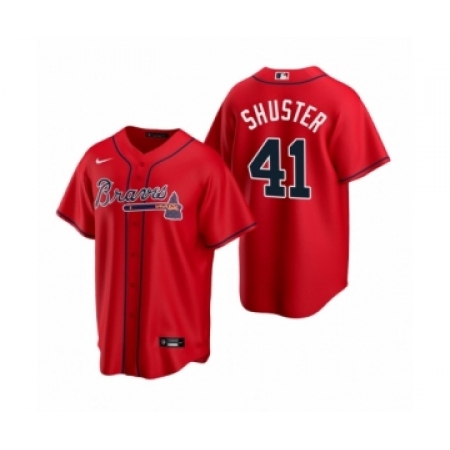 Women Atlanta Braves #41 Jared Shuster Red 2020 MLB Draft Replica Alternate Jersey