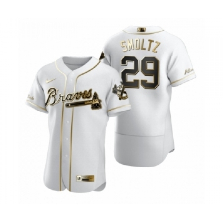 Men's Atlanta Braves #29 John Smoltz Nike White Authentic Golden Edition Jersey