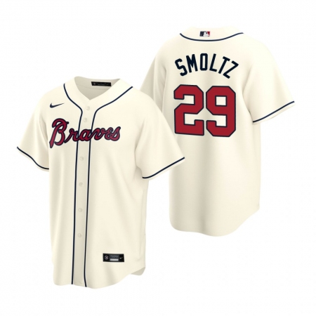 Men's Nike Atlanta Braves #29 John Smoltz Cream Alternate Stitched Baseball Jersey