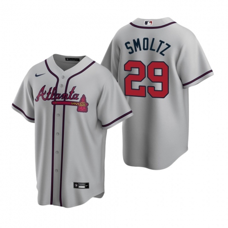 Men's Nike Atlanta Braves #29 John Smoltz Gray Road Stitched Baseball Jersey