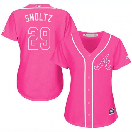 Women's Majestic Atlanta Braves #29 John Smoltz Authentic Pink Fashion Cool Base MLB Jersey