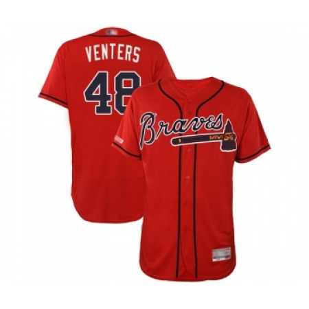 Men's Atlanta Braves #48 Jonny Venters Red Alternate Flex Base Authentic Collection Baseball Jersey