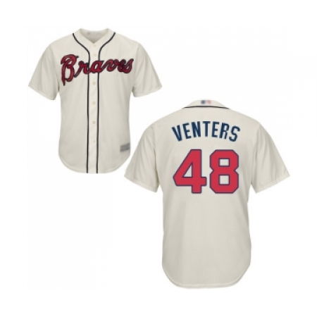 Youth Atlanta Braves #48 Jonny Venters Replica Cream Alternate 2 Cool Base Baseball Jersey