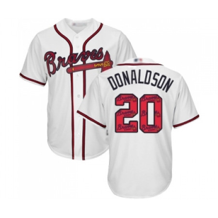 Men's Atlanta Braves #20 Josh Donaldson Authentic White Team Logo Fashion Cool Base Baseball Jersey