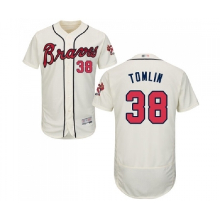 Men's Atlanta Braves #38 Josh Tomlin Cream Alternate Flex Base Authentic Collection Baseball Jersey