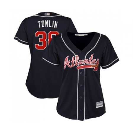 Women's Atlanta Braves #38 Josh Tomlin Replica Blue Alternate Road Cool Base Baseball Jersey