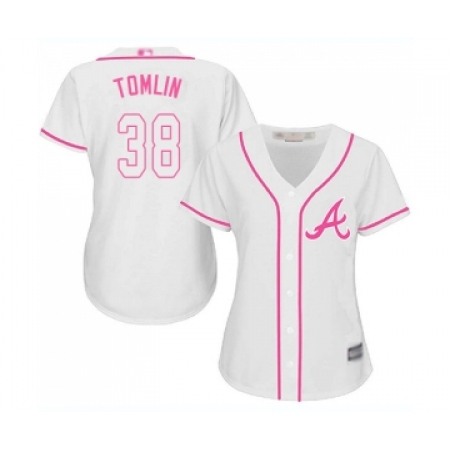 Women's Atlanta Braves #38 Josh Tomlin Replica White Fashion Cool Base Baseball Jersey