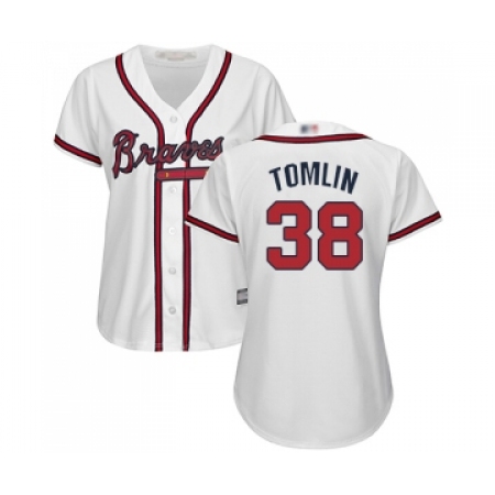 Women's Atlanta Braves #38 Josh Tomlin Replica White Home Cool Base Baseball Jersey