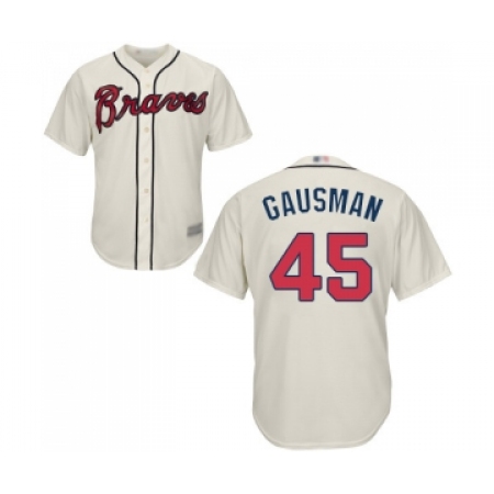 Men's Atlanta Braves #45 Kevin Gausman Replica Cream Alternate 2 Cool Base Baseball Jersey