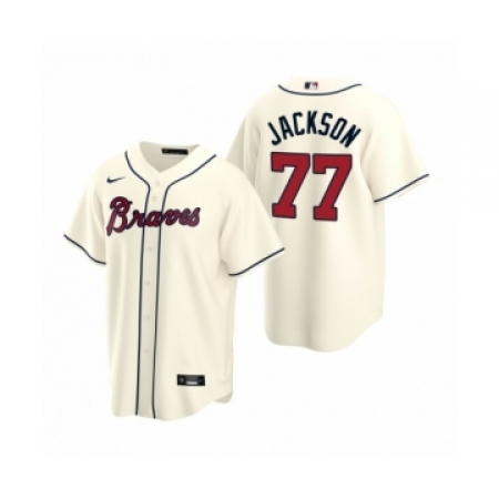 Men's Atlanta Braves #77 Luke Jackson Nike Cream 2020 Replica Alternate Jersey